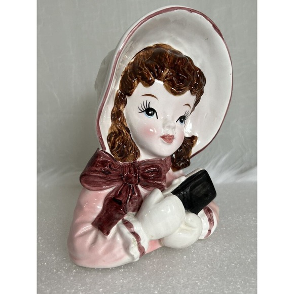 VINTAGE NORCREST Lady Head Vase, E399, Bonnet - Picture 7 of 9